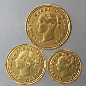 School award tokens - part set of 3 depicting Victoria Birth, Ascention & Marriage - 1 5 & 10