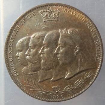 Victoria - 4 Generations - 1897 Jubilee +medal Remington Typewriters advertising penny size token