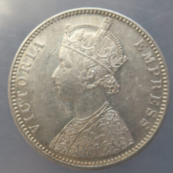 British India silver Rupee 1887 Bombay mint coin