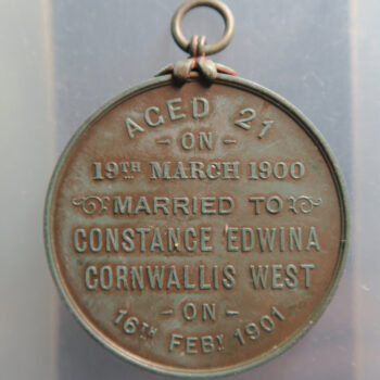 Marriage of Duke of Westminster to Constance Edwina Cornwallis West 1901 bronze medal