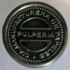 Chile, Santiago, Puente Alto, 20 c. Cia Manufacturera de Papeles, black Vuulcanite token ficha 1921