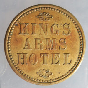 King's Arms Hotel rev. 3D Brass 24.2mm. Pub token -check