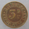Wales, Radnorshire, (Knighton), KINGS HEAD INN, R. THOMAS 3D rev. blank Brass 22.4mm. milled edge  Cox -, Pub check, token