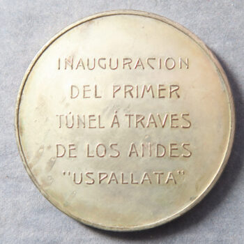 Foreign selection, Argentina 1910 Inauguration of the Transandine Railway plated bronze 49mm