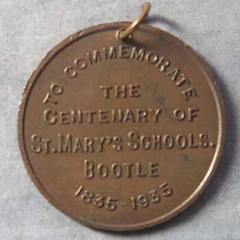 Bootle St. Mary’s church Centenary of the church school 1835-1935   bronze medal 32.6mm