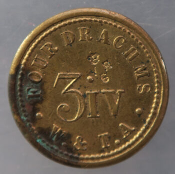 Four Drachms - W & T Avery Apothecary weight brass with Victoria inspectors mark