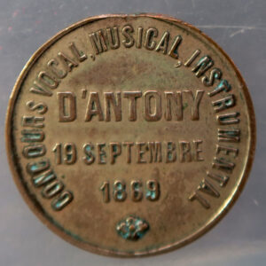 France Napoleon III token medal- D'Antony 19 Sept 1869 - music
