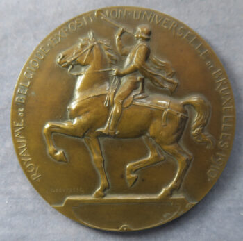 1910 Belgium, Brussels Universal Expo. bronze medal by Devreese - Art Nouveau style