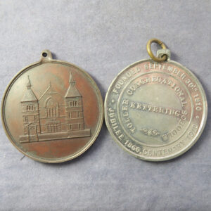 Kettering, Toller Congregational Schools centenary medals 1810-1910 - in bronze & white metal