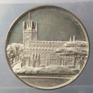 Lancashire, Deane church Bolton Restored 1884 white metal medal