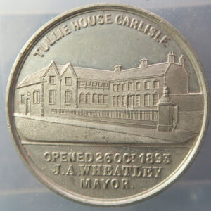 Cumbria Carlisle - Tullie House 1896 white metal medal - Institute of Science Literature & Art