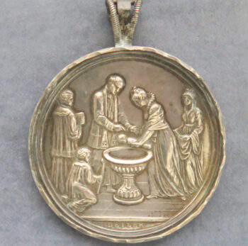 Vienna hallmark silver Baptism medal dated 1817