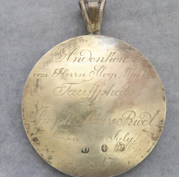 Vienna hallmark silver Baptism medal dated 1817