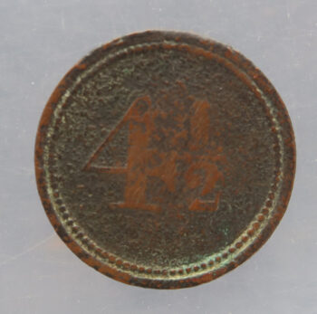 Ceylon token 4 1/2 D - G. R. P. & CO. Pridmore 42 Sri Lanka token