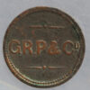 Ceylon token 4 1/2 D - G. R. P. & CO. Pridmore 42 Sri Lanka token
