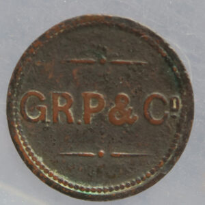 Ceylon token 4 1/2 D - G. R. P. & CO. Pridmore 42 Sri Lanka token