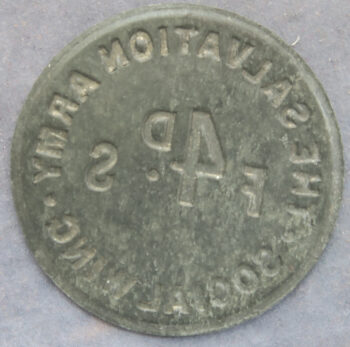 Salvation Army Social Wing bracteate zinc tokens - 3d - 4d and 6d - 3 tokens