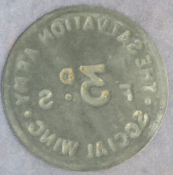 Salvation Army Social Wing bracteate zinc tokens - 3d - 4d and 6d - 3 tokens