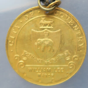 1911 George V coronation medal for Coventry dilt brass - with elephant