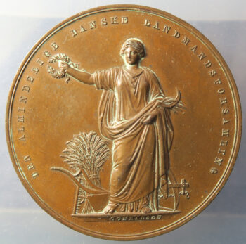 Denmark 19th century Agricultural bronze medal Nykøbing Falster  1872