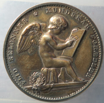 Denmark Medal 1831 Friedrich VI(1808-1839). Silver medal by A. Hoppensach. Prize for the Sunday School founded by N. H. Massmann. The busts of N.L. Reiersen and N.H. Massmann Silver. Bergsoe 634. 42.5 mm; Maths theorem