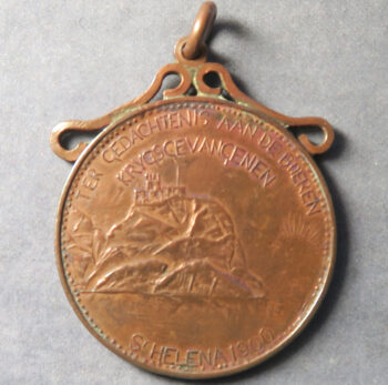 Boer War German PoWs in St. Helena shell card bronze medal - 1900 South Africa Kruger