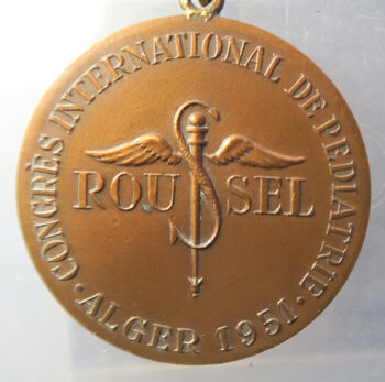 Algeria, Alger 1951 International Pediatric Congress medal / badge by Jean Vernon - Sponsor Roussel