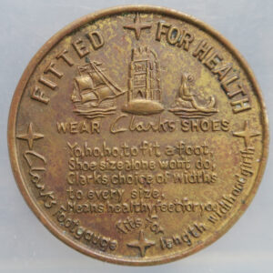 Clarks shoemaker advertising medal token bronze