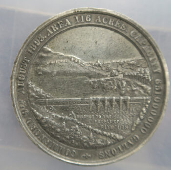 Plymouth opening of Burrator Resevoir 1898 pewter medal