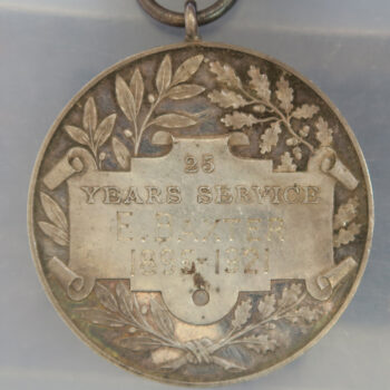 British Gas Light Company long service silver medal 25 years 1896-1921 by AG Wyon