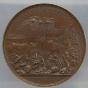 France bronze medal 1844 by Rogat - Prise de Bastille / Donjon de Vincennes