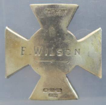 Pinxton Collieries 1899 solver cross medal awarded to E Wilson (Derbyshire) by Fattorini