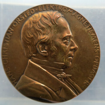 Denmark bronze medal Hans Christian Ørsted 1777-1851 - Centenary of Electromagnetism medal 1920