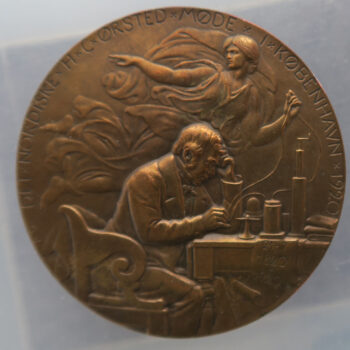 Denmark bronze medal Hans Christian Ørsted 1777-1851 - Centenary of Electromagnetism medal 1920