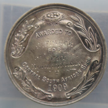 South Africa - Rand Poultry Club Annual Show silver prize medal 1909 for Best Norwich Canary