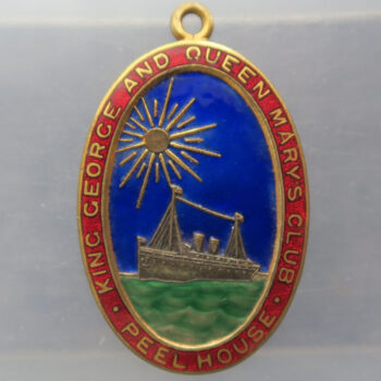 King George and Queen Mary's Club - Peel House gilt bronze & enamel badge medal WW1 Overseas Forces Club