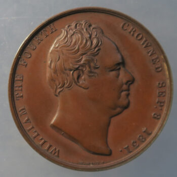 Coronation of William IV, 1831, bronze medal by William Wyon - Adelaide depicted