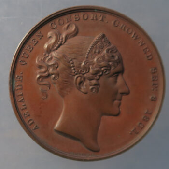 Coronation of William IV, 1831, bronze medal by William Wyon - Adelaide depicted