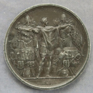 Napoleonic War - Treaty of Presbourg 1809 medal by Andrieu - Bronzed pewter