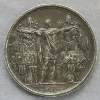 Napoleonic War - Treaty of Presbourg 1809 medal by Andrieu - Bronzed pewter