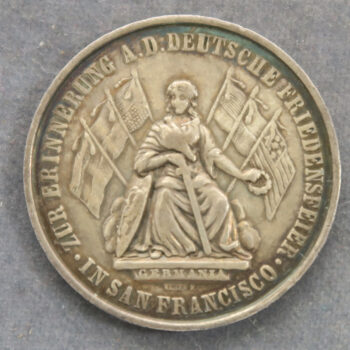 USA - San Francisco celebratins at the end of the Franco Prussian War 1871 silver medal in German