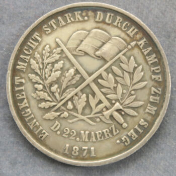 USA - San Francisco celebratins at the end of the Franco Prussian War 1871 silver medal in German