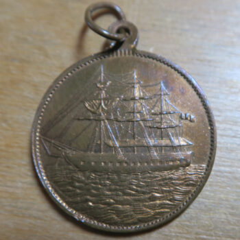 1896 Amsterdam International Exhibition souvenir medal brass with sailing ship