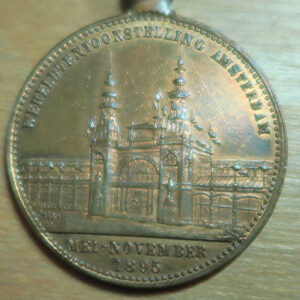 1896 Amsterdam International Exhibition souvenir medal brass with sailing ship