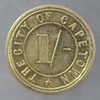 South Africa Cape Town Catering Department 1/- token Hern 108c brass 23.8mm