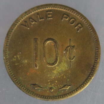 Cuba token Florencio F Peraza Colonia FE 10 Centavos brass ficha