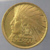 1931 paris Colonial Exposition souvenir medal - America - gilt copper by L Bazor - with original card box
