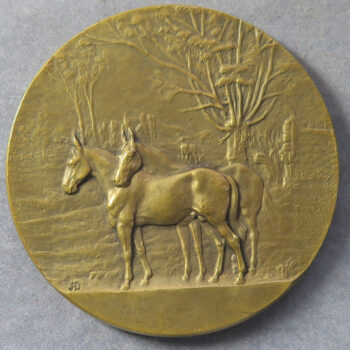 1922 France Art Nouveau horse medal by AD Concours won by Syndicat du Cheval de Trait Chatillonnais - bronze