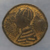 Engraved 1887 GB Halfpenny - Victoria as a jockey - gold plated