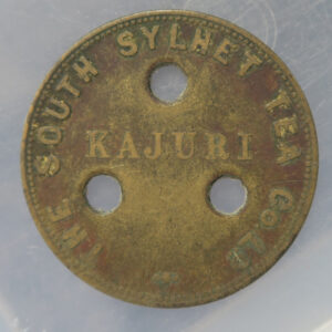 India - Assam Tea Garden pickers token - Kajuri - The South Sylhet Tea Co. Ld. - Bronze token